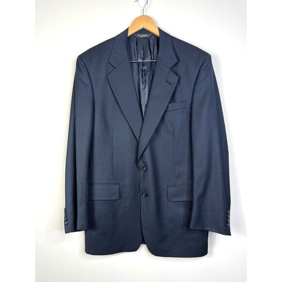 Jos A Bank Signature Collection Navy Blue Sport Coat 42L Suit Blazer 100% Wool - Picture 1 of 11